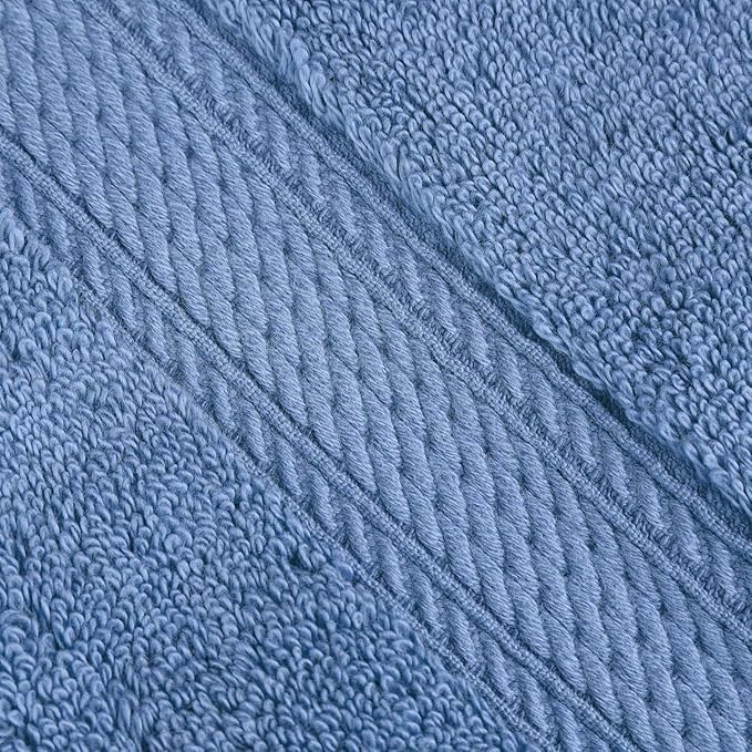 Superior Egyptian Cotton Pile Bath Sheet Set of 2, Ultra Soft Luxury Towels, Thick Plush Essentials, Absorbent Heavyweight, Guest Bath, Hotel, Spa, Home Bathroom, Shower Basics, Denim Blue