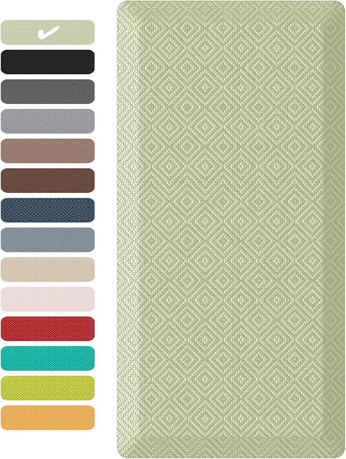 Ophanie Kitchen mats for Floor, 3/4 inch Thick, Kitchen Rugs, 20''x48'' Anti Fatigue Standing Cushioned Mat, Waterproof,Comfort Ergonomic mat for Office, Home, Sink, Sage Green Non-Slip Bottom