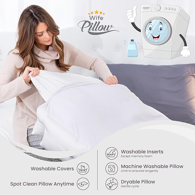 Wife Pillow The Side Sleeper Pillow with Arm Hole for Shoulder Pain - Arm Tunnel Pillow for Side Sleepers, Shoulder Relief & Neck Support Comfort Sleep Pillow for Adults - Down Alternative Fiber Fill
