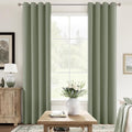 ChrisDowa 100% Blackout sage Solid Curtains 90 Inches Long 2 Panels for Bedroom Living Room,Farmhouse Room Darkening Thermal Insulated Soundproof Grommet Top Window Treatment Drapes,52x90