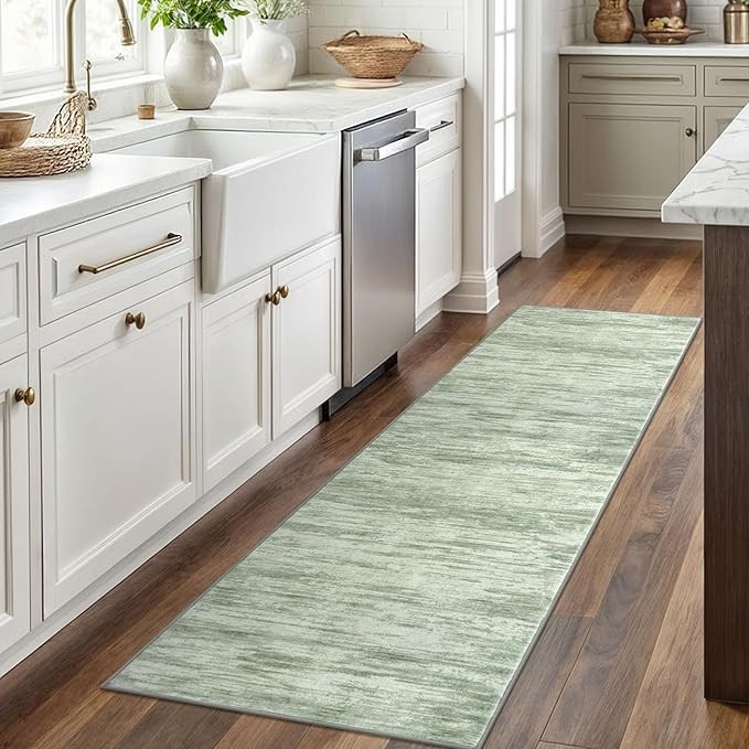 2x6 Modern Abstract Runner Rug for Hallways, Lime Green Super Soft Hallway Decor Kitchen Rugs with Non-Slip, Non-Shedding Washable Rug for Entryway Bedroom Indoor