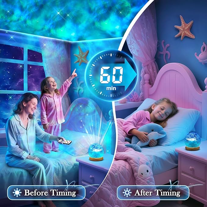 Trendy Valentine's Day Gifts for Teen,18 Colors Northern Lights Projector Mood Lighting,Dimmable Ocean Lamp,Night Light Projector Lights for Bedroom with Remote,Room Decor for Teen Girls-Birthday Gift