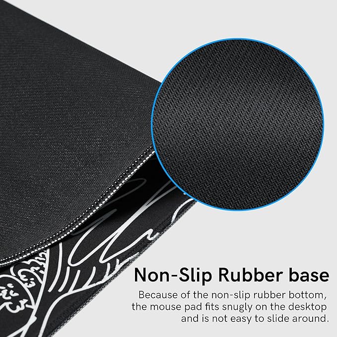 Large Gaming Mouse Pad for Desk,Kanagawa XXL Mouse Pad 35.4x15.7 Inch,Waterproof Desk Pad,Non-Slip Rubber Base Mice Pad,Keyboard Pad Computer Mat,Black Mouse pad