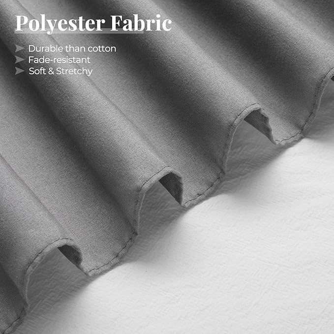 RIMELA Gray Queen Bed Skirt 12 Inch Drop,Elastic Bed Skirts Queen Size Dust Ruffle, Light Grey Bedskirt for Adjustable Bed Base Solid Fade Resistant Silky Fabric Machine Washable Easy to Install