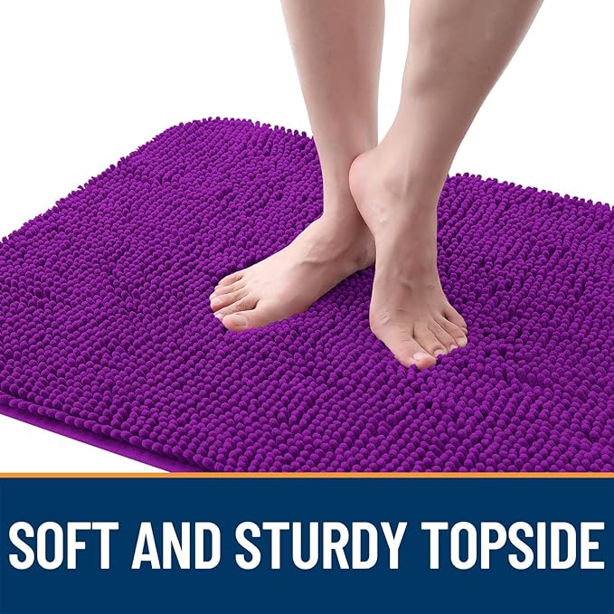 OLANLY Dog Door Mat for Muddy Paws 70x24, Absorbs Moisture and Dirt, Absorbent Non-Slip Washable Doormat, Quick Dry Chenille Mud Mat for Dogs, Entry Indoor Entryway Carpet for Inside Floor, Purple