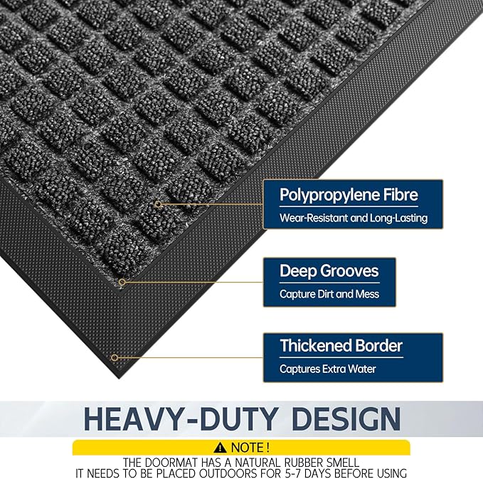 Indoor Outdoor Front Door Mats, 60" x 36" Rubber Backing Non Slip Durable Welcome Floor Mats for Patio, Garage Entrance, Stain and Fade Resistant Commercial Doormats for High Traffic