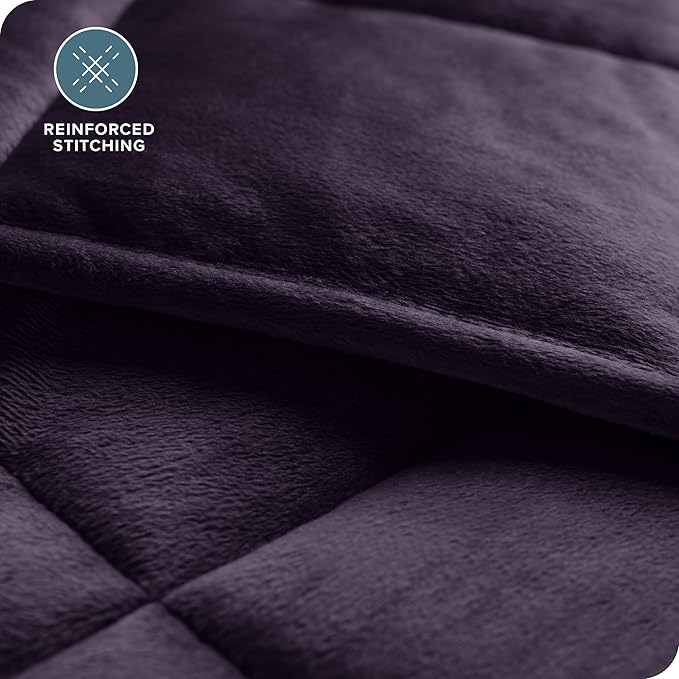 Bare Home Weighted Blanket Queen Size 17lb (60" x 80") for Adults - Minky Fleece - Premium Heavy Blanket Nontoxic Glass Beads (Eggplant, 60"x80")
