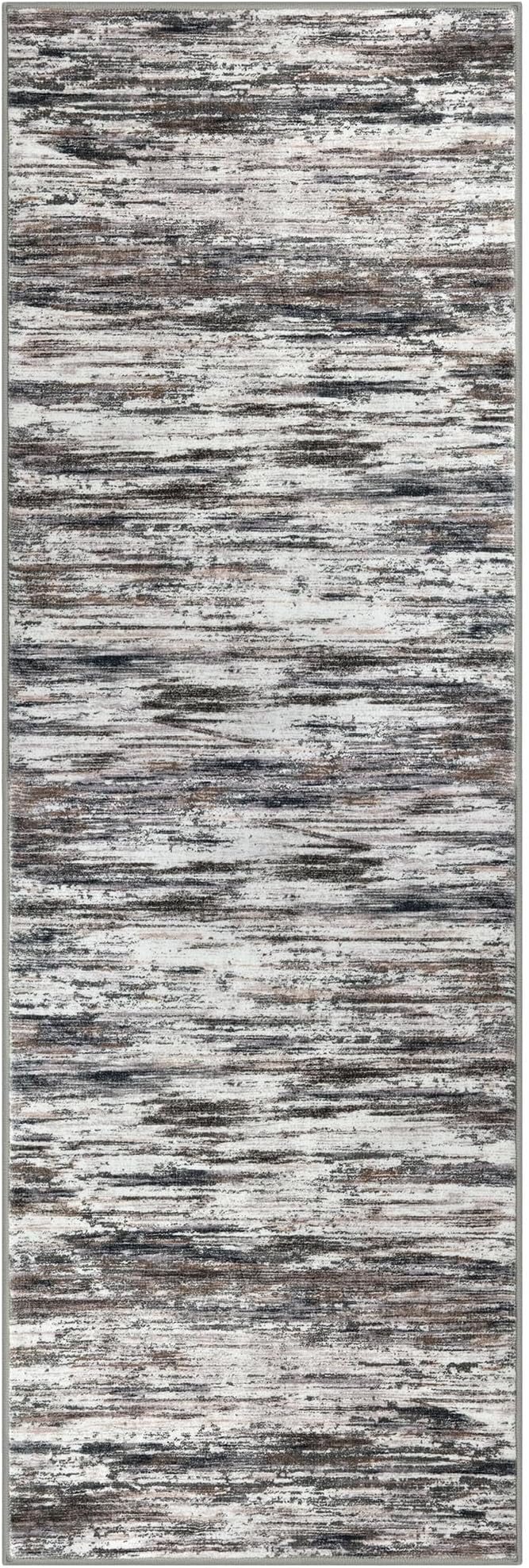 2x6 Modern Abstract Runner Rug for Hallways, Grey Brown Super Soft Hallway Decor Kitchen Rugs with Non-Slip, Non-Shedding Washable Runners for Entryway Bedroom Indoor