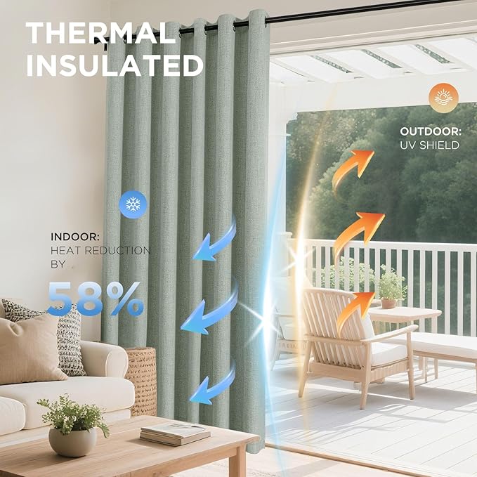 Joydeco Blackout Curtains 120 Inches Long 2 Panels Burg, Room Darkening Curtains for Bedroom, 100% Black Out Textured Thermal Drapes Privacy Protection 2 Panels Set(W52 x L120 Inch, Sage Green)