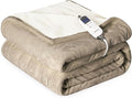 Heat Blanket 72”x84” Full Size,Soft Flannel & Sherpa Reversible Electric Blanket with 10 Heat Settings,12 Timer Setting and 8 Hours Auto-Shut Off,ETL Certified Machine Washable,Light Brown