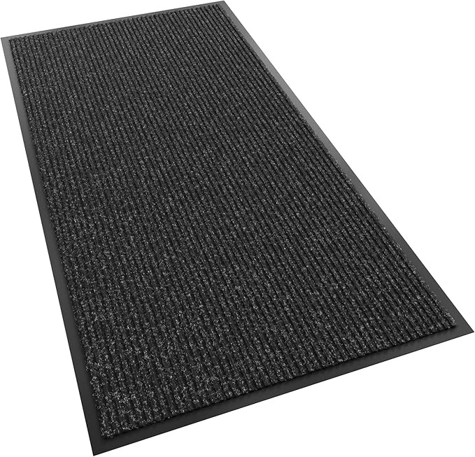 Front Door Mat, 72" x 36" Heavy Duty Indoor Outdoor Doormat, Non-Slip Welcome Mats for Entryway, Rubber Backing Low Profile Commercial Door Mats, Black Stripe