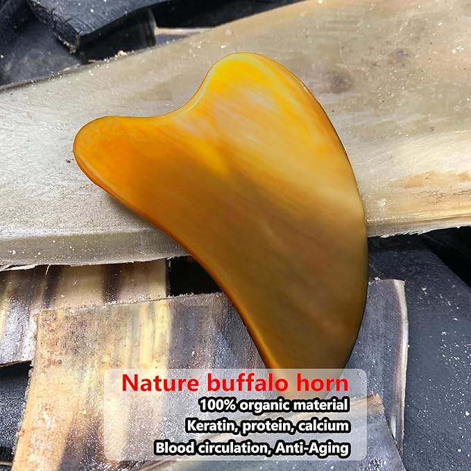Gua Sha, Gua Sha Facial Tools, Guasha Tool for Face, Face Massager Tool, Hornheart Gua Sha for Puffiness, Facial Gua Sha Massage for Rejuvenated Skin, Anti-Aging, Effective Wrinkle Reduction