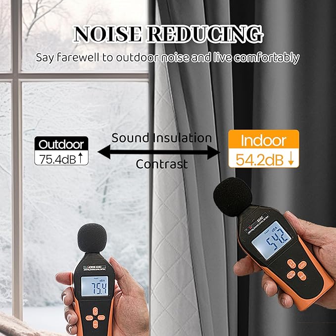 3-in-1 100% Blackout Curtains 90 Inches Long, Thermal Insulation, Soundproof Back Tab Drapes for Bedroom Living Room Sliding Glass Door, with Pin Hooks, Grey 50x90Inch 1 Panel