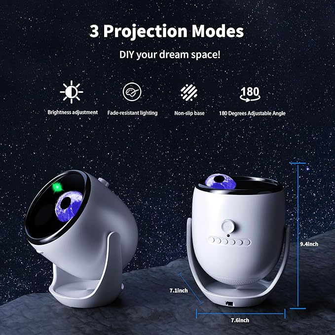 3D Galaxy Projector Star Projector, Planetarium Projector Night Light with Bluetooth Speaker for Bedroom Decor, 90 Dynamic Scenes, Relaxing Ambience & Ceiling Stars for Christmas Gifts,New Year Gift
