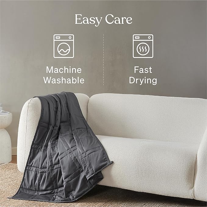 Baloo Weighted Blanket for Adults 20 lb (Midnight, 60"x80") | Cool & 100% Cotton | Machine Washable & Dryer Safe | Glass Microbead Fill