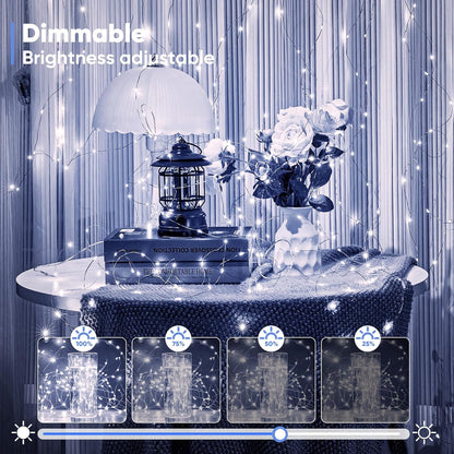 1 Pack 32.8 Ft. Battery Operated Outdoor String Lights with Remote & Timer, LED Cool White Fairy Lights, Waterproof Twinkle Lights for Bedroom, Dorm, Mason Jar, Wedding, Party, Christmas