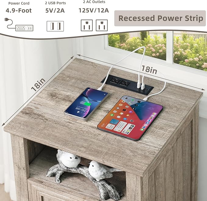 Bedroom Dresser and Nightstand Sets 4 Piece, Farmhouse 6 Drawers Dresser & 40.5" Tall Chest of Drawers,18" Nightstands with Charging Station,54" Wide Furniture Dressers for Bedroom,Living Room