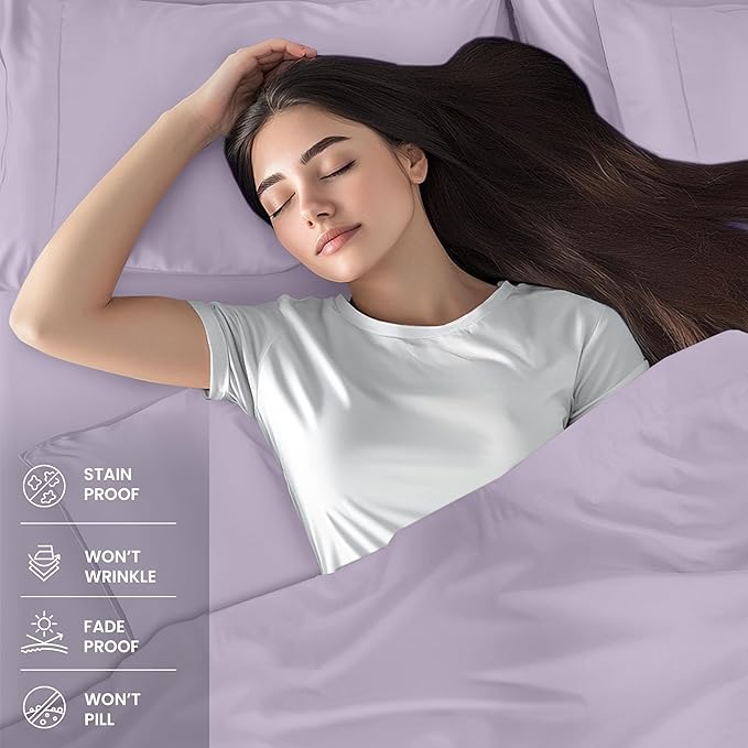 Utopia Bedding King Sheet Set – 4 Piece Bed Sheets for King Size Bed, Soft and Breathable Microfiber, Includes 1 Fitted Sheet, 1 Flat Sheet and 2 Pillowcases (Lavender)
