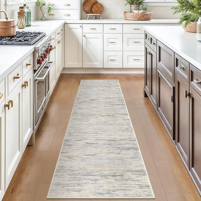 2x7 Modern Abstract Runner Rug for Hallways, Gray Beige Neutral Multi Super Soft Hallway Decor Kitchen Rugs with Non-Slip, Non-Shedding Washable Rug for Hallways Entryway Laundry Indoor