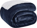 Bedsure GentleSoft Sherpa Fleece Throw Blanket Twin Size for Couch - Thick and Warm Throw for Women and Men, Soft Fuzzy Plush Twin Blanket for Winter, Navy, 60x80 Inches