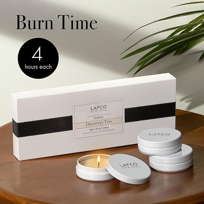 Discovery Trio Founder’s Picks: Big Sky, White Grapefruit & Marine - 3 Fragranced Candle Sample Tins - 4-Hour Burn Time Each - Made in The USA