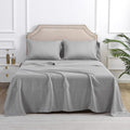 Linen World Lyocell Cooling Bed Sheets Set Queen Size,100% Organically Grown Viscose Sheets,Deep Pocket Up to 16",4 Pieces Silky Soft,Breathable Bedding Sheets & Pillowcases(Light Gray,Queen)