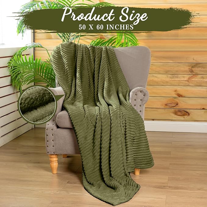 Buryeah 12 Pcs Flannel Throw Blanket Bulk 50 x 60 in Sleepover Blanket Outdoor Wedding Throw Lightweight, Oeko-tex Standard 100 Certified for Sofa Homeless Gifts (Army Green)