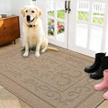 FONEYI Indoor Door Mat, Front Back Door Mat 36" x 59" Non-Slip Rubber Backing Door Rug, Machine Washable Entry Rug, Low Profile Absorbent Dirt Trapper Doormat Inside Floor Mats for Entryway, Beige