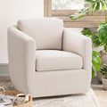 360° Comfy Swivel Accent Armchair with Pillow - Fully Assembled Living Room Single Sofa No-Sag Foam & Sturdy Metal Base, Swivel Accent Chair for Bedroom Living Room, Office, Beige