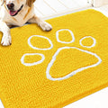 OLANLY Dog Door Mat for Muddy Paws 30x20, Paw Print Design, Absorbs Moisture and Dirt, Absorbent Non-Slip Washable Doormat, Quick Dry Chenille Mud Mat for Dogs, Entry Indoor Entryway Carpet, Yellow