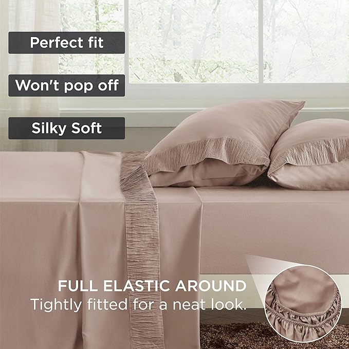 Bedsure Twin Sheets Set - 3 Pieces Soft Twin Bed Sheets - Breathable & Cooling - Hotel Luxury - Easy Care Polyester Microfiber Bedding for Women, Men, Khaki