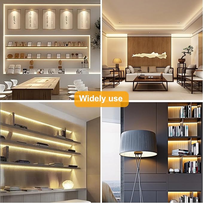 COB LED Strip Lights Warm White,24V Dimmable led Light Strip KIT with Remote and app Control,2700K 25FT/7.5m 8mm Wide Ra>90 Cuttable Flexible Strip Lights for Bedroom,Wardrobe,Cabinet