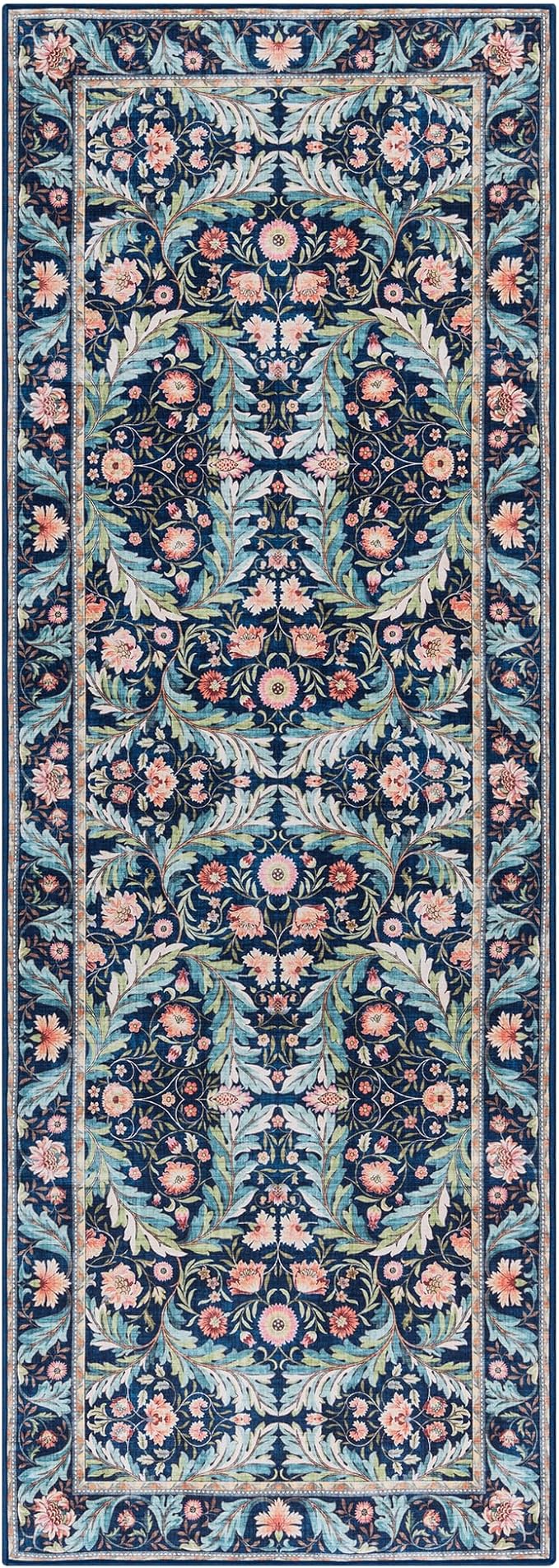 Gertmenian Indoor Boho Area Rug | Home Decor for Entryway, Bedroom, Living Room, Office, Kitchen | Non Slip, Soft, Printed Accent Rugs | Altair, Navy, 2x6 Runner, 24508