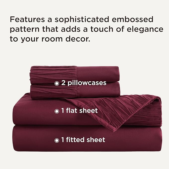Bedsure California King Sheet Sets - 4 Pieces Soft Cal King Sheets - Breathable & Cooling - Hotel Luxury - Easy Care Polyester Microfiber Bedding for Women, Men, Red