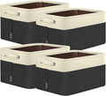 BALEINE 4 Pack Fabric Storage Bins for Shelves, Linen Storage Baskets for Organizing, Decorative Closet Bins for Clothes, Home (Black, 12"x8"x8")