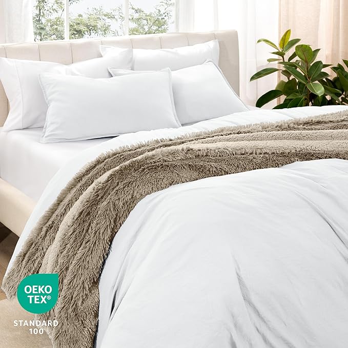 Bare Home Microfiber Duvet Cover Set - Ultra Soft Washed Microfiber - Twin/Twin Extra Long - Linen-Like Look - Easy Care - Breathable Fabric - Our Softest Duvet Cover Set (Twin/Twin XL, White)