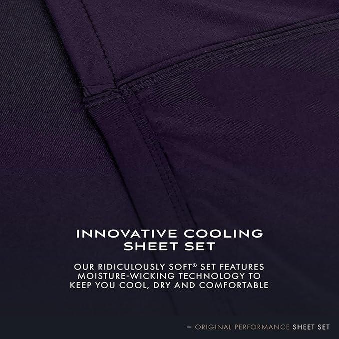 SHEEX - Original Performance Sheets Set (Full) Royal Plum - Cooling Sheets - Moisture Wicking - 1 Flat Cooling Sheet, 1 Fitted Cooling Sheet, 2 Pillow Covers - Wrinkle Free - Sleep Aid