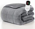 Homemate Heated Weighted Blanket for Adults - 50"x60" 12lbs Electric Throw Fast Heating Heavy Blanket 1/2/4/6/8 Hour Auto Off 10 Heat Levels Over-Heat Protection Comfortable Flannel Sherpa