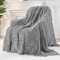 Sherpa Fleece Adult Weighted Blanket Great for Sleep, 15 lbs Dual Sided Soft Fuzzy Heavy Blankets for Couch Bed Sofa, Cozy Warm Fluffy Arched Jacquard Throw for Winter (Grey, 48" x 72", 15 Pounds)