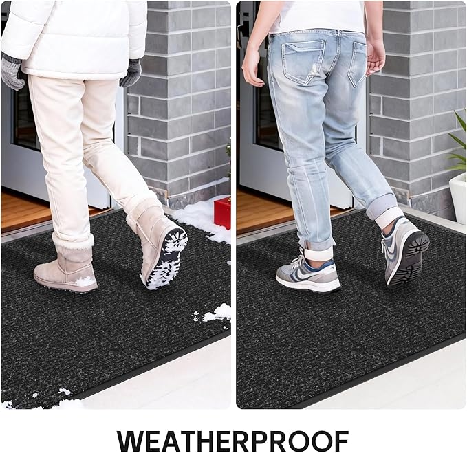 Front Door Mat Indoor Outdoor Entrance, 36" x 60" All-Season Heavy Duty Waterproof Doormat, Non-Slip Absorbent Entryway Mat, Easy to Clean, Low Profile Commercial Floor Mat for Indoor Outdoor