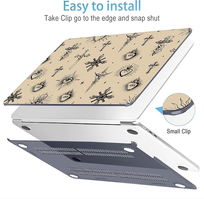 Mektron for 2025 M4 MacBook Air 13.6 Inch A3240 Case Fits 2023 A2681 M2 2024 A3113 M3 Chip with Liquid Retina Display Touch ID, Printed Plastic Hard Shell Cover for MacBook Air 13.6", Evil Eye