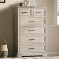 Farmhouse 6 Drawers Dresser for Bedroom, 49" Tall Modern Chest of Drawers with Deep Drawers & Bar Handles, Rustic Wood Dresser TV Stand, Wooden Closet Storage Organizer for Living Room, Hallway, Grey