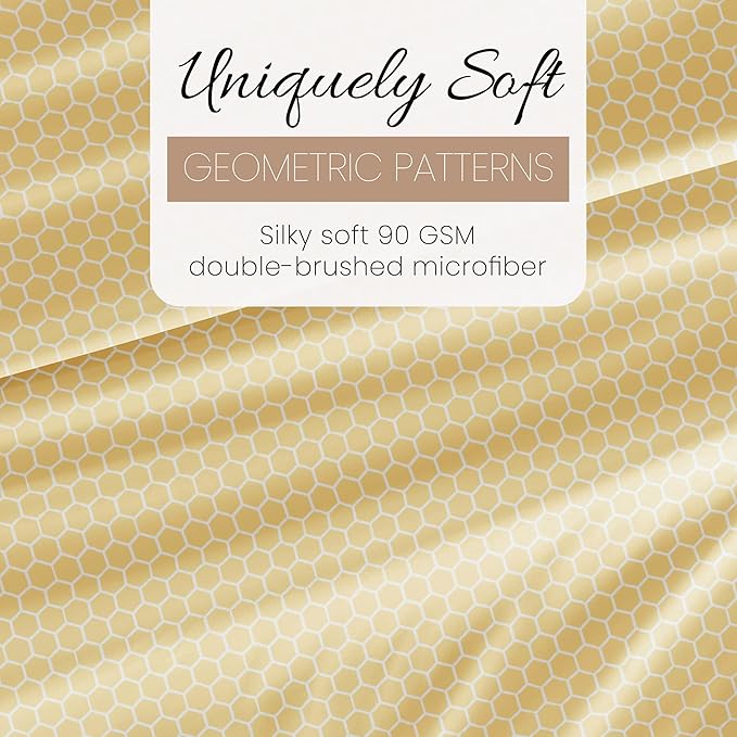 Linen Market 4 Piece California King Bedding Sheet Set (Yellow Geometric) - Sleep Better Than Ever with These Ultra-Soft & Cooling Bed Sheets for Your Cal King Size Bed - Deep Pocket Fits 16" Mattress
