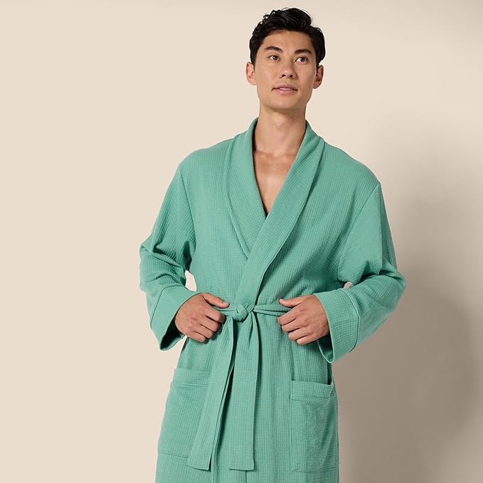 Amazon Essentials Mens Lightweight Waffle Bathrobe (Available in Big & Tall)