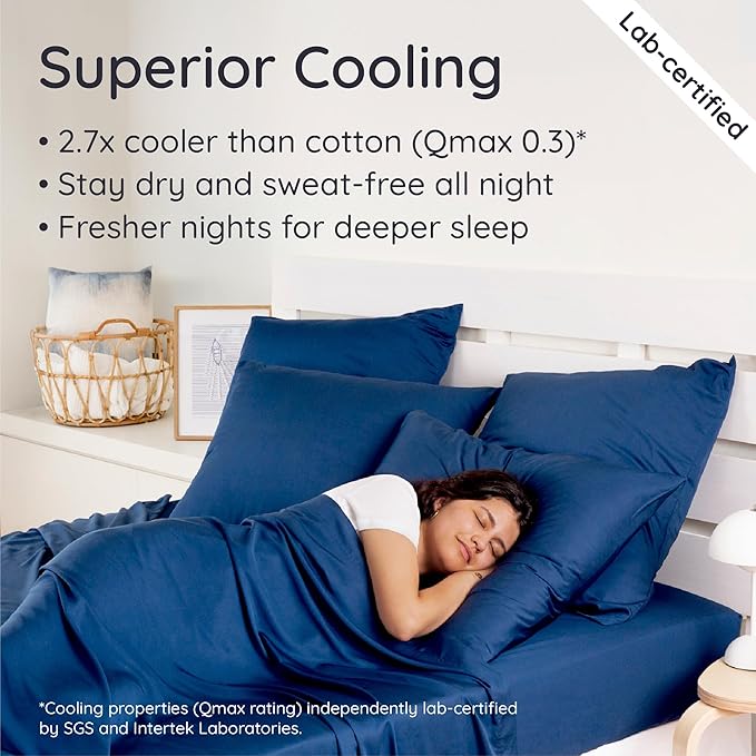 Bambaw 4 PCS - Full 100% Viscose Derived from Bamboo Cooling Sheet Set, Navy Blue