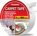 Carpet Tape Double Sided - Rug Tape Grippers for Hardwood Floors and Area Rugs - Carpet Binding Tape Strong Adhesive and Removable, Heavy Duty Stickers Grip Tape, Residue Free (2 Inch / 100 Yards)
