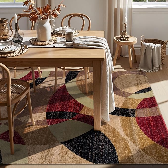 Rugshop Contemporary Abstract Circles Perfect for high Traffic Areas of Your Living Room,Bedroom,Home Office,Kitchen Area Rug 5'3" x 7'3" Multi