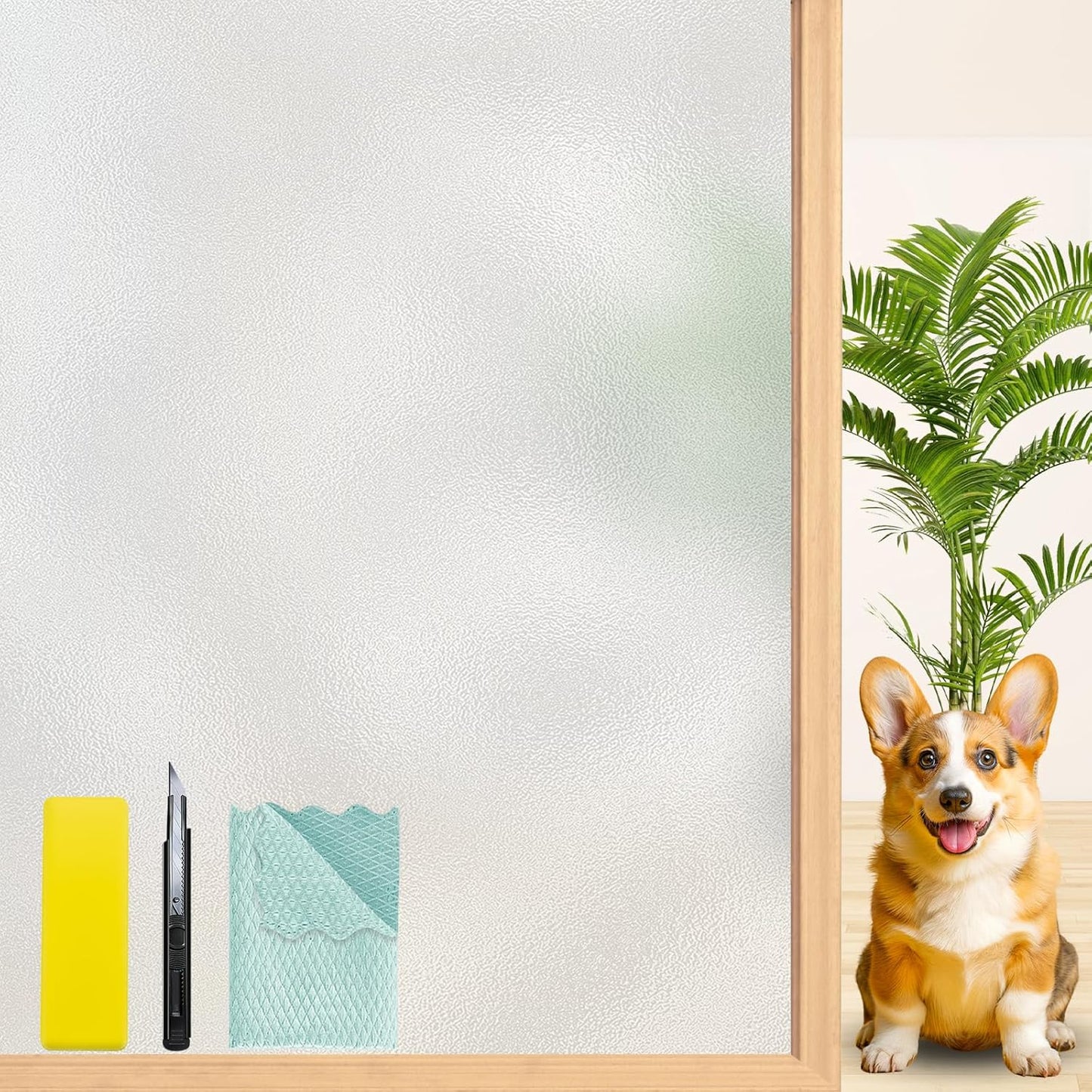 Niviy Etched Privacy Window Film Frosted Glass Static Cling Non Adhesive Window Frost Film for Home Office, 35.4 inch x 118 inch