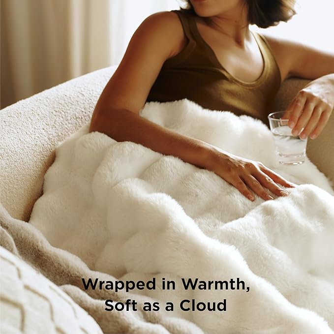 Bedsure GentleSoft Fluffy Fuzzy Throw Blanket, 870GSM Soft Faux Fur Blanket for Couch, Plush Fleece Minky Velvet Winter Bedding for Christmas, Thick Warm Furry Cozy Gifts for Women, Cream, 50"x60"