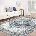 Area Rug 6×9, Large Vintage Boho Rug,Ultra-Soft Low Pile, Washable, Non Slip,Stain Resistant, Printed Carpet for Living Room Bedrooms Playroom Office Kitchen, Blue/Navy